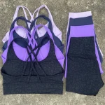 Ensemble de vêtements de Yoga 2 pièces, ensemble short de sport pour femmes, soutien-gorge croisé dans le dos, haut, short taille haute, costume de Fitness, survêtement d&rsquo;entraînement de course
