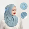 protection solaire élégant bandeau chapeau noeud supérieur doux tête enveloppement casquette couleur unie couverture complète ramadan hijab extérieur
