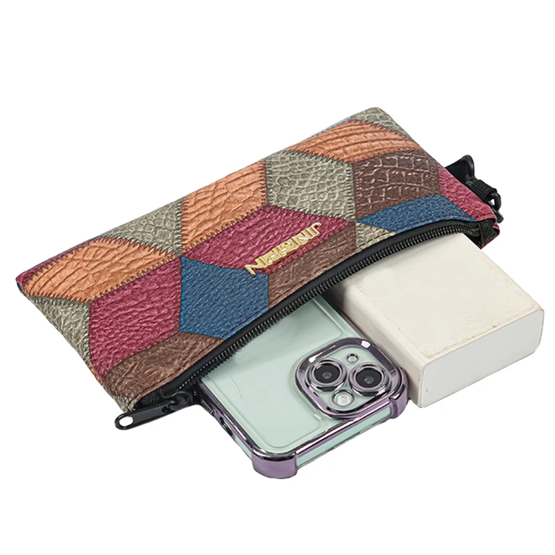 Sac de couleur neutre - sac à main tendance avec un design ethnique rétro multicolore - adapté au cadeau et aux occasions sociales