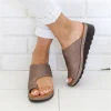 femmes d'été sandales plate forme confortable chaussures plates semelle dames décontracté doux gros orteil pied sandale orthopédique bunion correcteur pantoufles