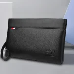 Sac à main pour hommes d&rsquo;affaires grande capacité rétro visage souple pince en cuir décontracté mode sac à main sac à fermeture éclair portefeuille