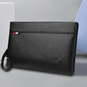 Sac à main pour hommes d&rsquo;affaires grande capacité rétro visage souple pince en cuir décontracté mode sac à main sac à fermeture éclair portefeuille