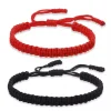 Bracelets à cordes tressées faits à la main, corde tissée tibétaine bouddhiste rouge et noir, amulette porte-bonheur pour femmes et filles, bijoux ﻿ Cadeaux