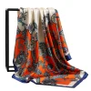 foulard en soie imprimé pour femmes, carré pour les cheveux, châle de bureau, bandana, hijab musulman, mouchoir, mouchoir, 90x90cm