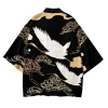 Japonais Kimono Cardigan Yukata Samurai Homme Femmes Grue Imprimer Chemise D&rsquo;été Plage Haori Harajuku Obi Japonais Asiatique Streetwear