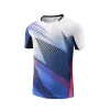 uniformes d'entraînement de sport d'été pour hommes et femmes, haut de badminton dégradé bleu pour enfants, manches courtes, respirant, rafraîchissant, tennis de table s