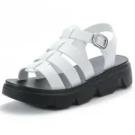 Sandales à talons bas pour femmes, chaussures de marche décontractées, sandales de plage en cuir souple, chaussures de travail légères pour mères, été, nouveau