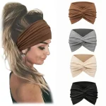 Bandeau de sport pour femmes, Style bohème, Yoga, extensible, accessoire pour cheveux, élastique, antidérapant, grand bandeau