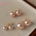 Boucles d&rsquo;oreilles élégantes en perles roses brillantes pour femmes, exquises, en argent Sterling 925, bijoux géométriques pour fête de mariage, cadeau