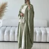 eid robe musulmane de luxe en satin pour femme, kimono à ailes de chauve souris, caftan de dubaï, kebaya, islam, modeste