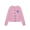cardigan en tricot à manches longues et col en v pour femme, broderie marguerite, pour l'automne et l'hiver, sorties quotidiennes et voyages