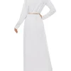 robe arabe islamique à col rond et manches sulfpour femme, vêtement basique, de couleur unie, pour prière musulmane, tenue décontractée