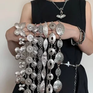 Ceinture Rétro Argentée en Cuir Fin pour Femme, Accessoire en Métal, Nouvelle Collection d&rsquo;Été, pour Jupes et viser Assortis Polyvalents