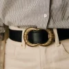 Ceinture rétro en métal gaufré pour femme, classique et élégante