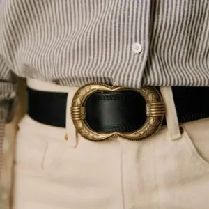 Ceinture rétro en métal gaufré pour femme, classique et élégante