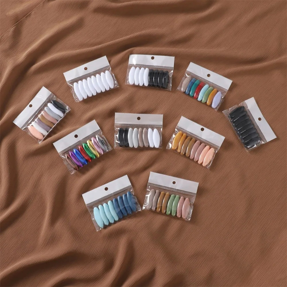 8 pièces/ensemble haute qualité couleur unie broche en plastique aiguille élégamment écharpe accessoire épingle de sûreté fixer écharpe hijab broche