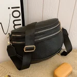 Mode Fanny Pack sac à bandoulière pour femmes en cuir PU sac à bandoulière fille large sangle sacs banane femme décontracté couleur unie sac à bandoulière