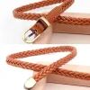 ceinture fine tressée en cuir pour femme, robe chemise, ceintures décoratives, boucle ardillon, à la mode, corde de taille pour dames