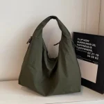 Sac fourre-tout chic en nylon de couleur unie avec plusieurs poches zippées, sac à bandoulière décontracté de grande capacité pour l&rsquo;université, le travail et l&rsquo;utilisation quotidienne