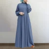 abaya – robe longue musulmane rétro, décontractée, taille ample, col rond, grande balançoire, en coton, couleur unie, patchwork, printemps