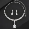 1 ensemble de bijoux de mariée à la mode pour femmes, ensemble de boucles d'oreilles simples, colliers et boucles d'oreilles en strass exquis, cadeaux