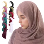 Respirant en été en mousseline de soie Hijab femmes plissé en mousseline de soie écharpe Jersey Hijab écharpe longue châle musulman plaine SoftTurban enveloppes