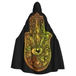 Cape de sorcière à capuche unisexe, Everak avec capuche, Hamsa jaune, Vampire Cosplay