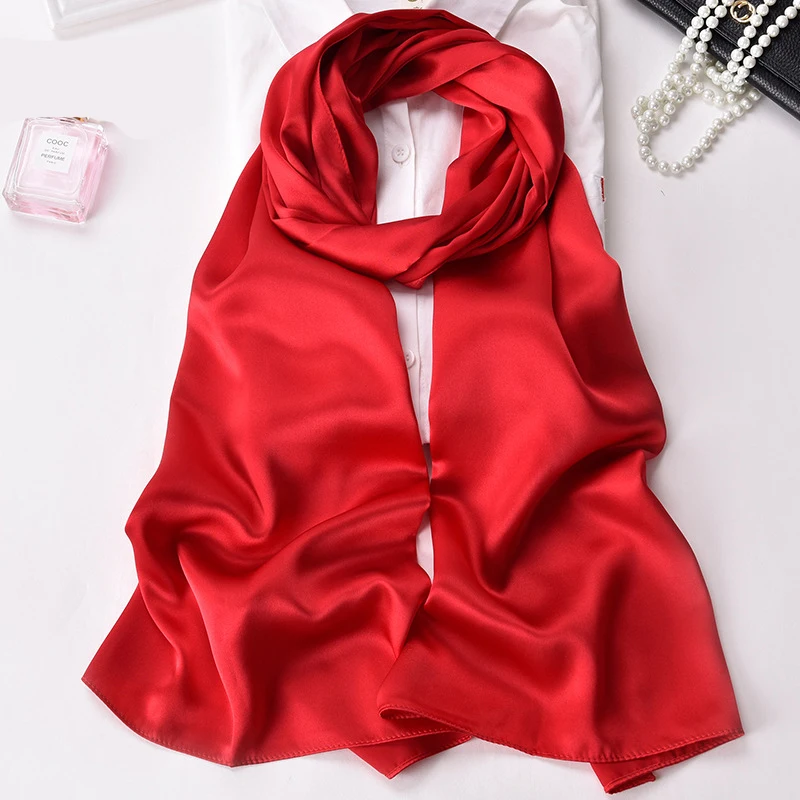 Hijabs en soie pour femmes, Bandana solide de luxe pour dames, Foulard Long de styliste, foulard musulman, couleur unie, 180cm