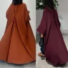 eid musulman abaya pour les femmes cardigan à lacets solide caftan robes robe jalabiya ramadan dubaï ouvert abayas caftan 2025 robes