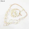 ensemble de collier de perles simples pour femmes, bracelet assressenti, boucles d'oreilles, accessoires de fête de fiançailles, bijoux de mariage à la mode, 216.239.