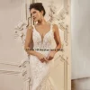 robe de mariée sirène en dentelle filet scintillant, avec col en v profond, illusion sexy, dos ouvert, avec des appliques, longue robe de mariée, 2025