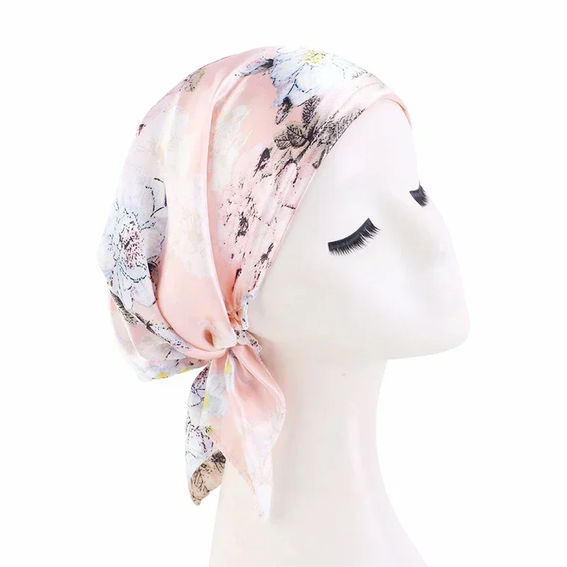 satin musulman femmes imprimé pré attaché foulard élastique femme turban cancer chimio chapeau perte de cheveux sommeil casquettes couverture bandeau bandana