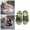 sandales d'été à semelles épaisses 2 en 1, pantoufles à bout ouvert avec nœud papillon, chaussures élégantes pour femmes, pantoufles de plage pour dames