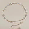 ceinture en chaîne rose pour femmes, couleur or argent, mode métal fin et brillant, ceintures à fleurs, décoration de robe en jean, 1 pièce