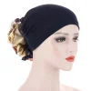 bonnets turban en satin imprimé léopard pour femmes, foulard musulman, couvre chef islamique, accessoires pour cheveux