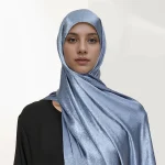 Hijab en Satin Froissé pour Femme Musulmane, Châle en Mousseline de Soie, Turban Plissé, Ramadan