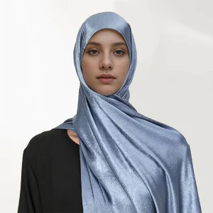 Hijab en Satin Froissé pour Femme Musulmane, Châle en Mousseline de Soie, Turban Plissé, Ramadan