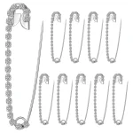 Épingles de sûreté en strass ton argent, 10/5 pièces, grandes épingles de sûreté, finition Nickel, épingles pour vêtements, épingles de sûreté assorties pour l&rsquo;artisanat d&rsquo;art