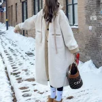 Manteaux en laine à capuche pour femmes, épais, Style coréen, décontracté, laine d&rsquo;agneau, ample, Simple, assorti avec tout, Streetwear, Patchwork élégant, automne hiver