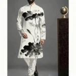 Abaya arabe islamique pour hommes, imprimé ethnique, col montant, chemise mi-longue pour jeunes, manteau de luxe, costume turc décontracté pour hommes