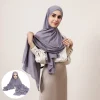 intégré magnétique 70*180 cm solide musulman en mousseline de soie hijab châles femmes écharpe tête enveloppement hijabs foulards dames foulard islamique ramadan
