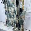 winyi robe musulmane abaya à manches longues et col ras du cou pour femme, kaftan à imprimé abstrait, robe maxi élégante, vêtements pour femmes