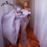 CENXUAN longues robes de soirée pour femme de dubaï épaules dénudées Appliques papillon paillettes robes de bal saoudiennes personnalisées