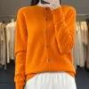 100% laine mérinos pull femmes col rond cardigan style basique boutonné tricots femme décontracté automne hiver doux hauts