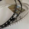 rivet oeillet bricolage porter ceinture de taille en cuir pu double cercle chaîne de taille nouée extra longue ceinture mince double couche trou ceinture