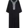 uni robe longue brodée en patchwork pour hommes, abayas à la mode musulmane, caftan saoudien, thobe jubba masculin, islamique, marocain, nouveau