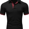 Polo à manches courtes pour hommes, couleur unie, col T-Shirt, confortable, respirant, mode, ajustement basique pour le printemps/été