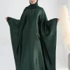 abaya robe de luxe en crêpe douce pour femme, tenue Éducative en satin, style musulman, kaftan, islam, eid batoo, dubaï, 2024