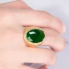 bagues en argent avec pierres précieuses vertes pour femmes et hommes, bijoux fins, chrysoprase verte, bague de luxe