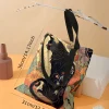 sac à main décontracté imprimé motif chat noir, sac à dos réutilisable à la mode, sac à main multifonctionnel, sac de shopping en toile